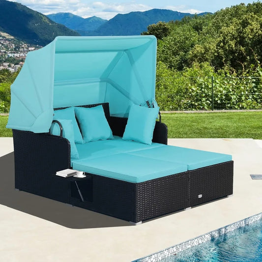 Reclining Chaise Lounge, 2 Foldable Side Panels
