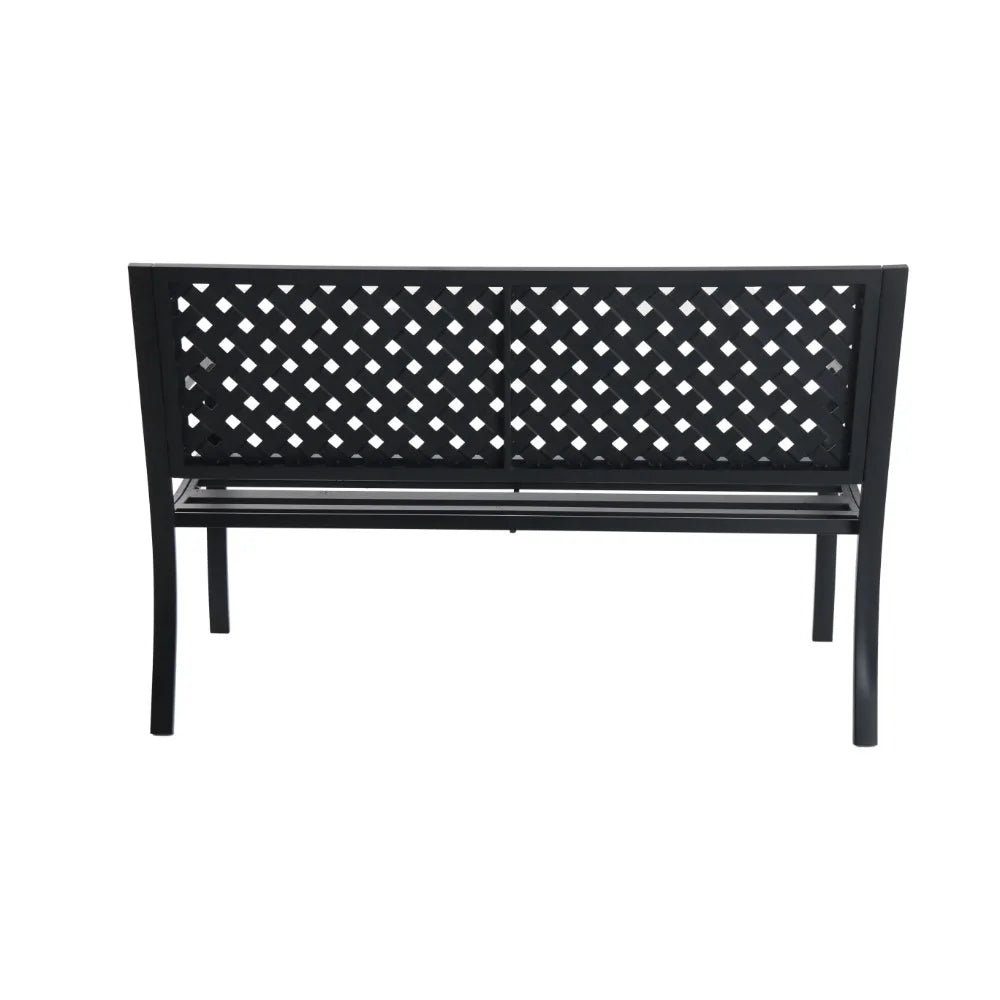 Durable Steel Patio Bench with Sloping Armrests