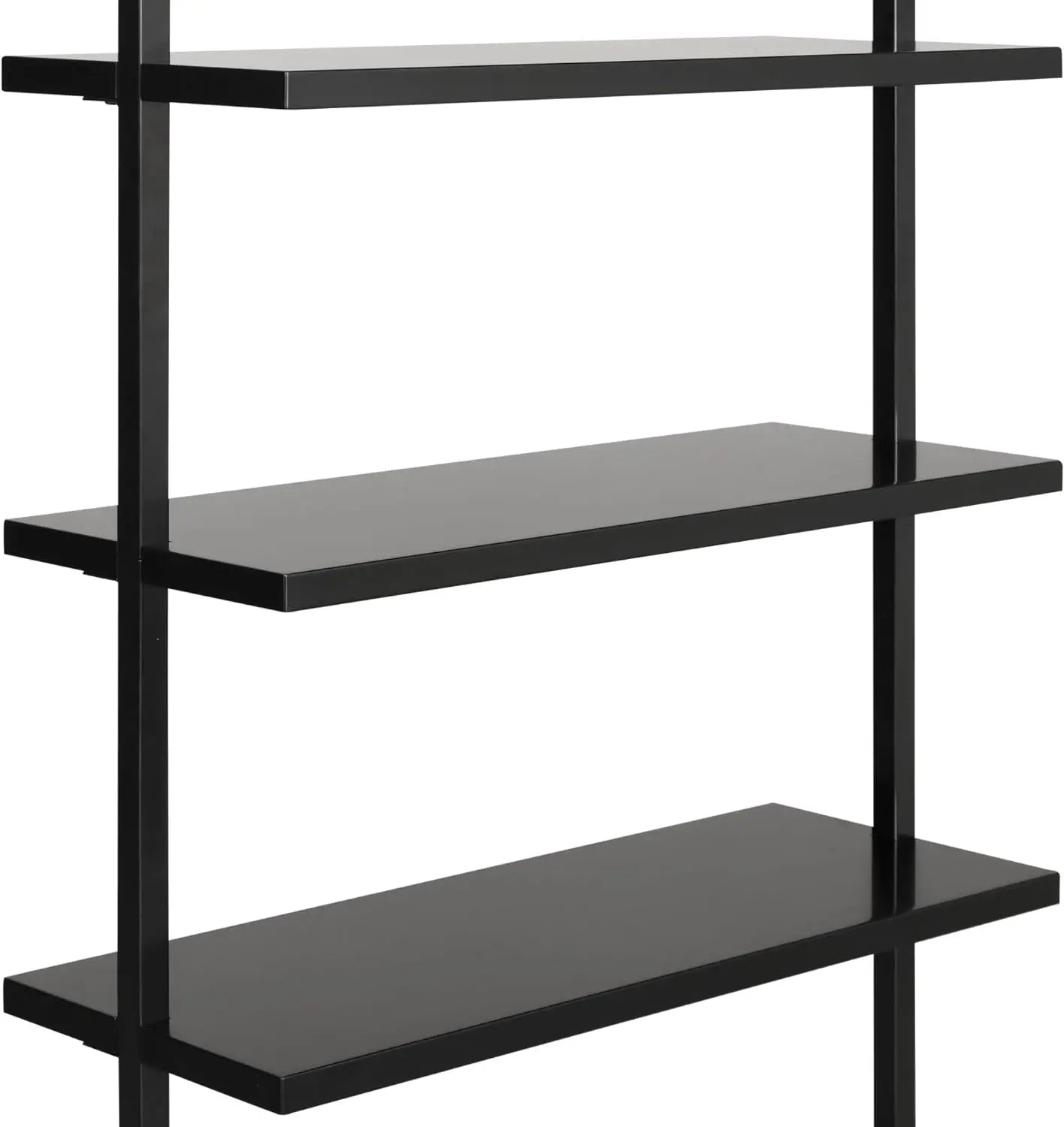 6-Shelf Tall Wall Mounted Matte Black Bookcase