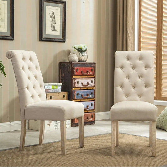 Solid Wood Tufted Parsons Upholstered Dining Chair (set of 2)