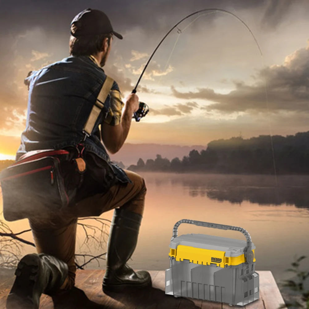Large Double Layer Fishing Rod Reel Tackle Box