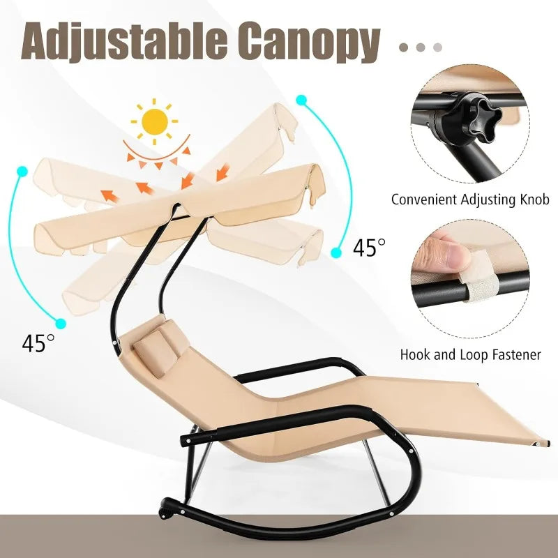 2-Person Recliner with Adjustable Canopy, Pillows and Wheels