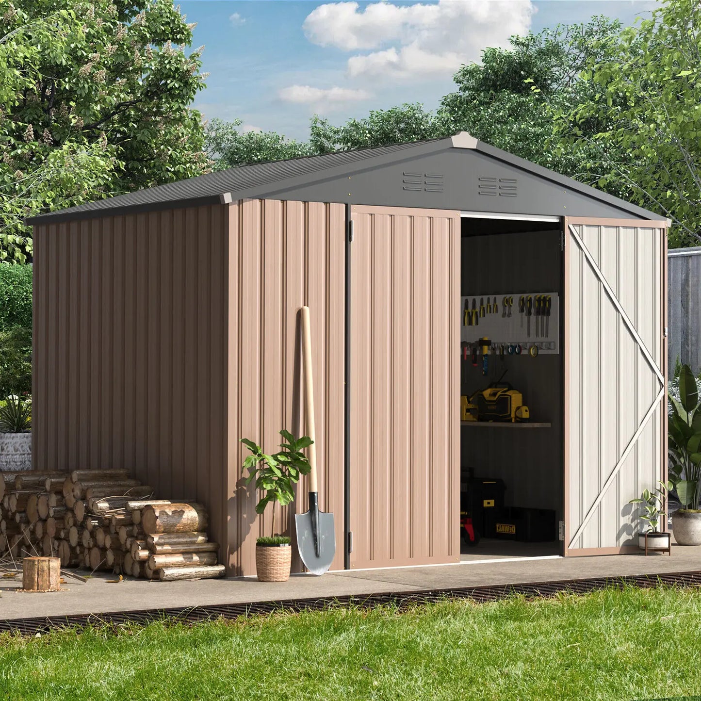 4'x6' Outdoor Metal Storage Shed for Garden Tools