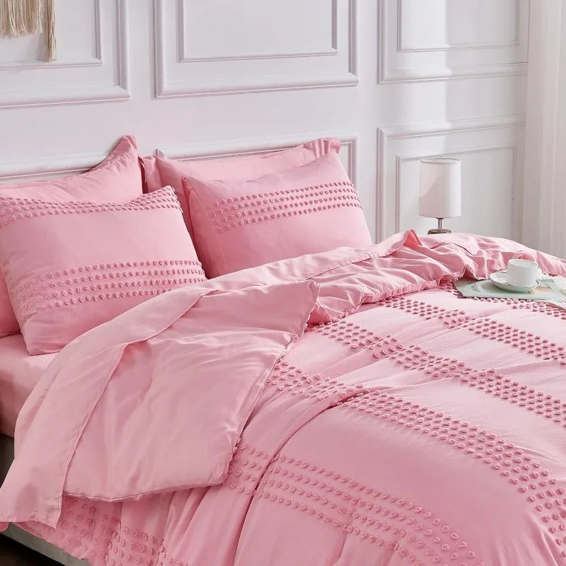 7 Piece Boho Tufted Comforter Set with Sheets