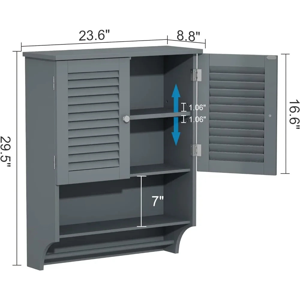 Storage Cabinet for Bathroom, 2 Doors, Space Saver