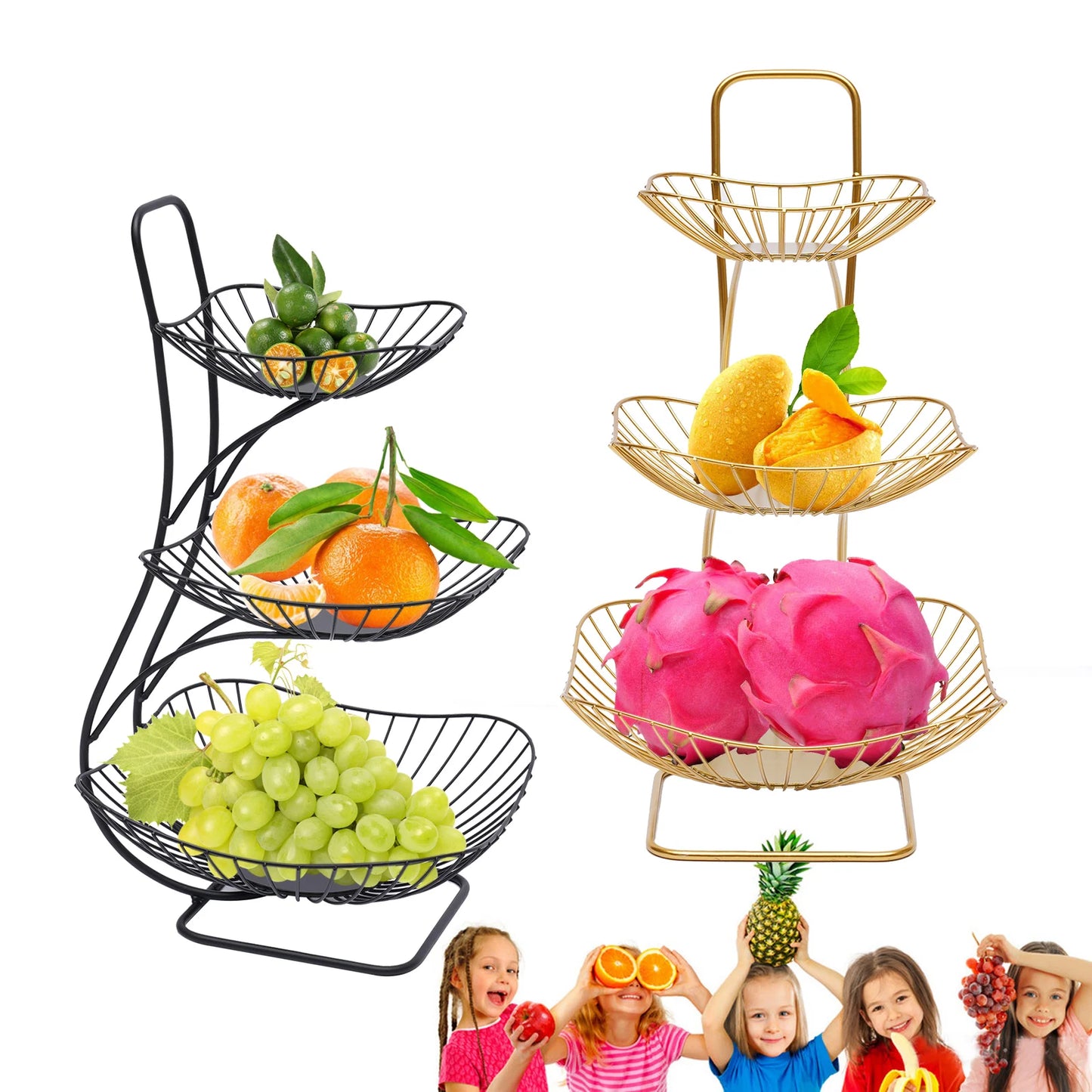 3 Tier Metal Wire Fruit Basket Stand