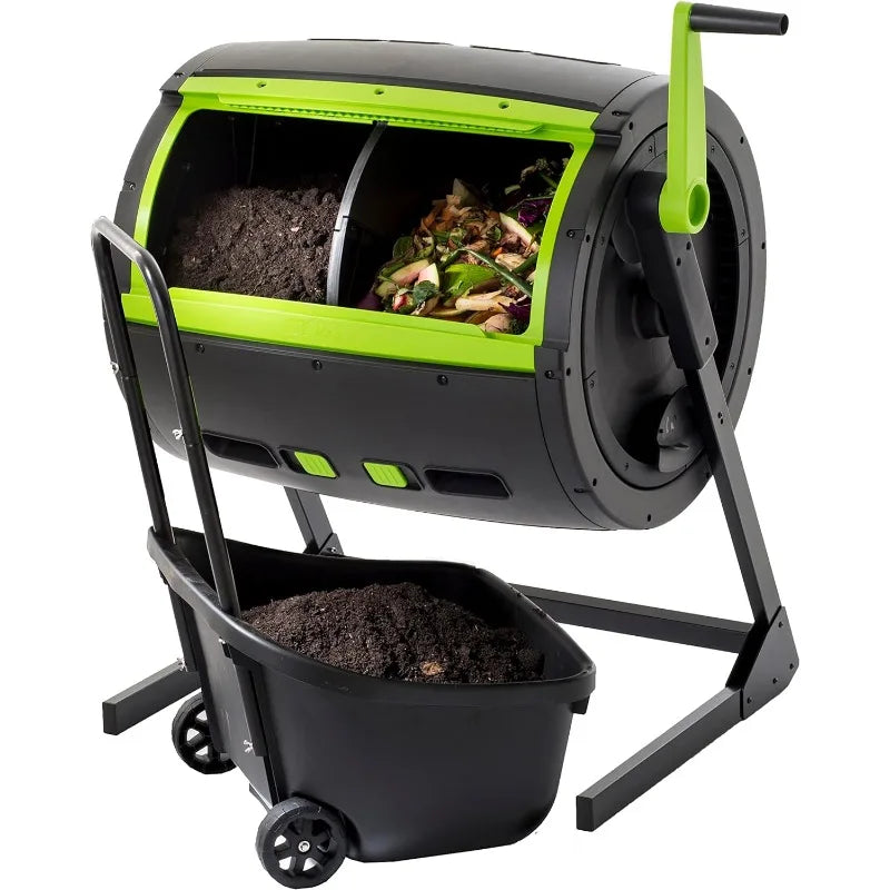 65-Gallon Dual Chamber Compost Tumbler with Compost Cart