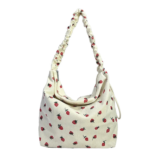 Large Capacity Strawberry Printed Shoulder Bag