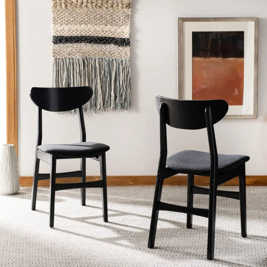 Black with Black Cushion Dining Chair, 2-piece Set
