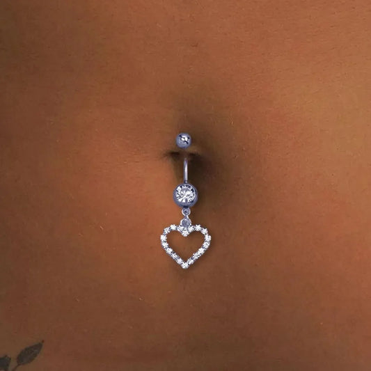 Rhinestone Heart Belly Button Nails Body Piercing Jewelry
