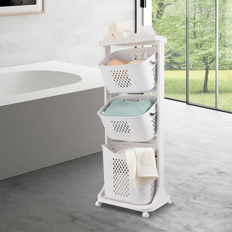 3-Layer Laundry Basket with Wheels