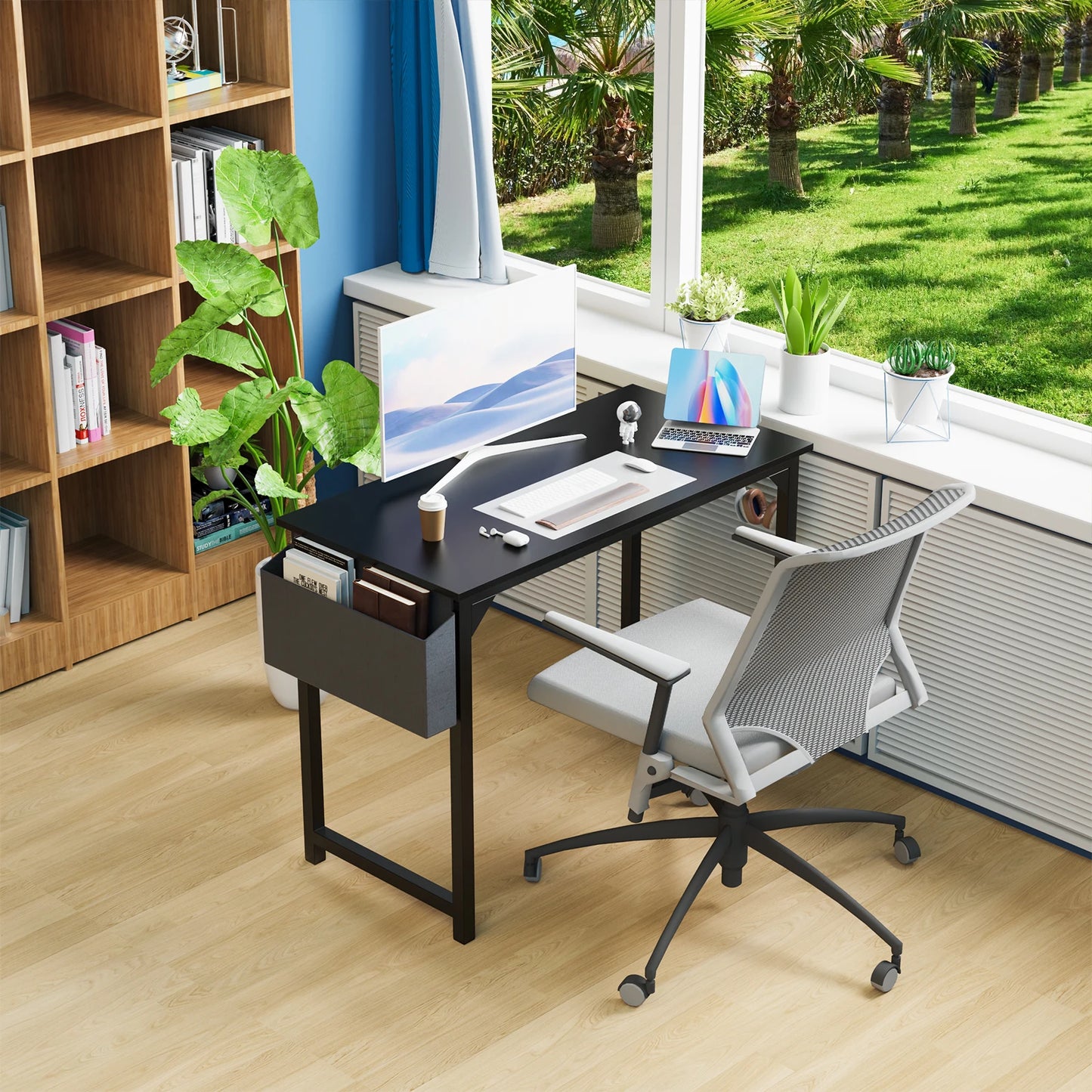 Simple Style Compact Computer Desk with Side Bag