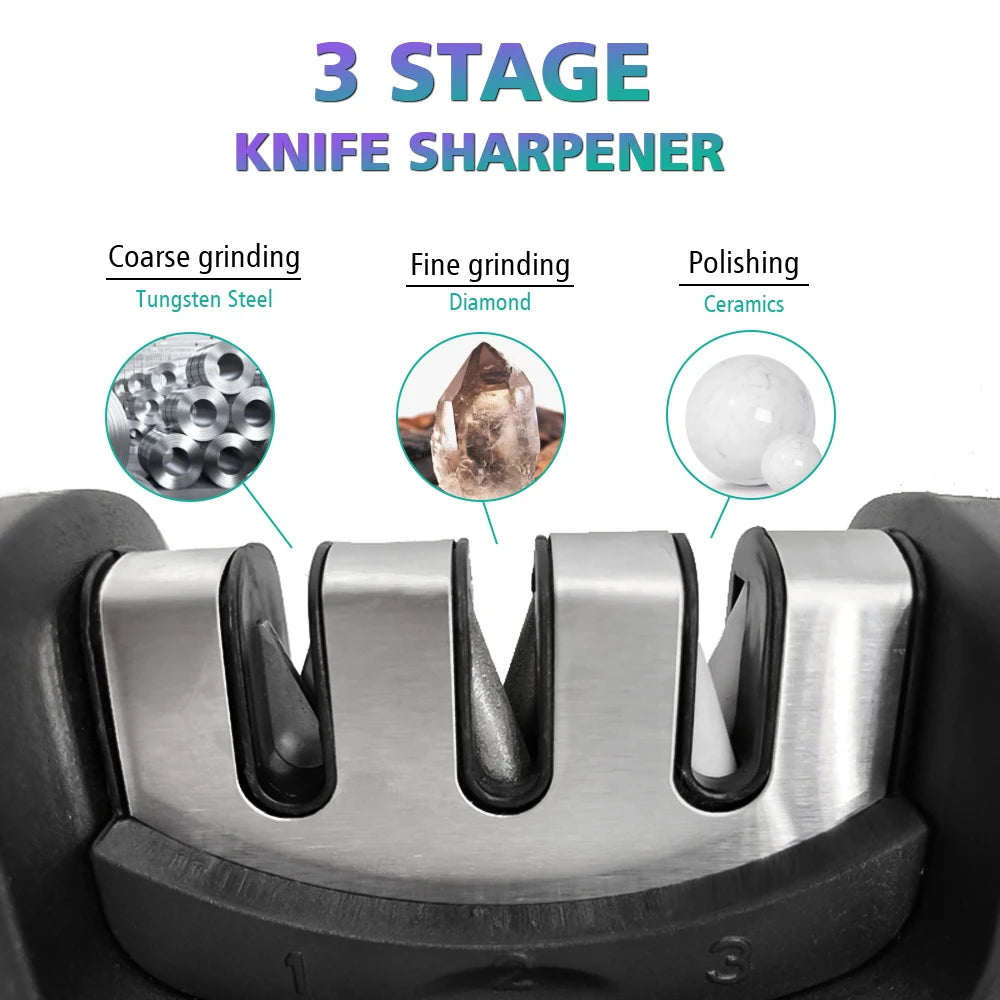 Handheld Multi-function 3 Stages Knife Sharpener