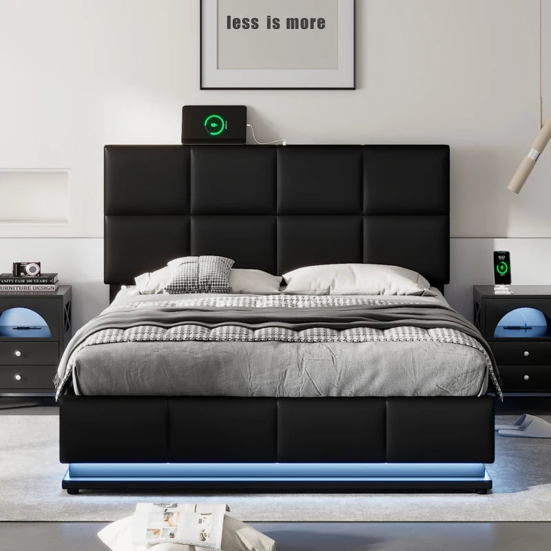 Tufted Upholstered Platform Bed with Hydraulic Storage System