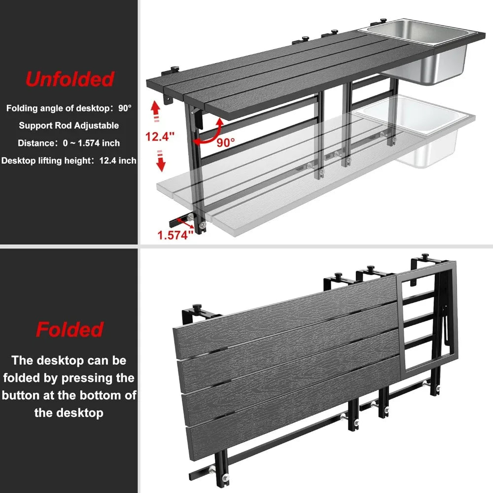Balcony Folding Bar Table with Aluminum Alloy Frame