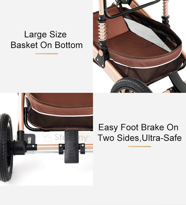 5-IN-1 Luxury Baby Stroller Portable Carriage With Car Seat