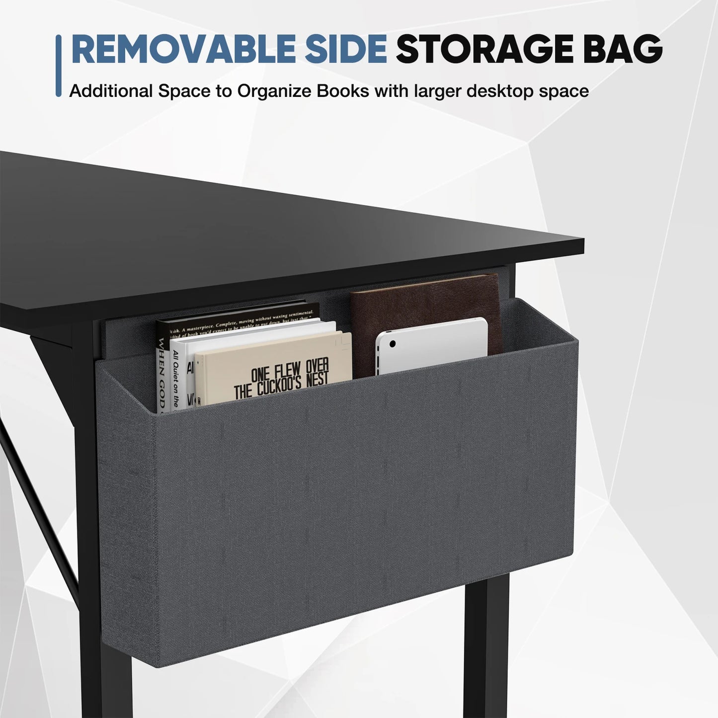 Simple Style Compact Computer Desk with Side Bag