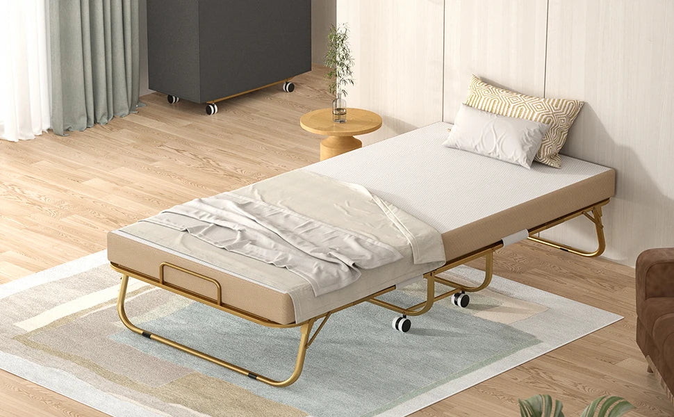 Folding Bed with Memory Foam Mattress, Storage Cover
