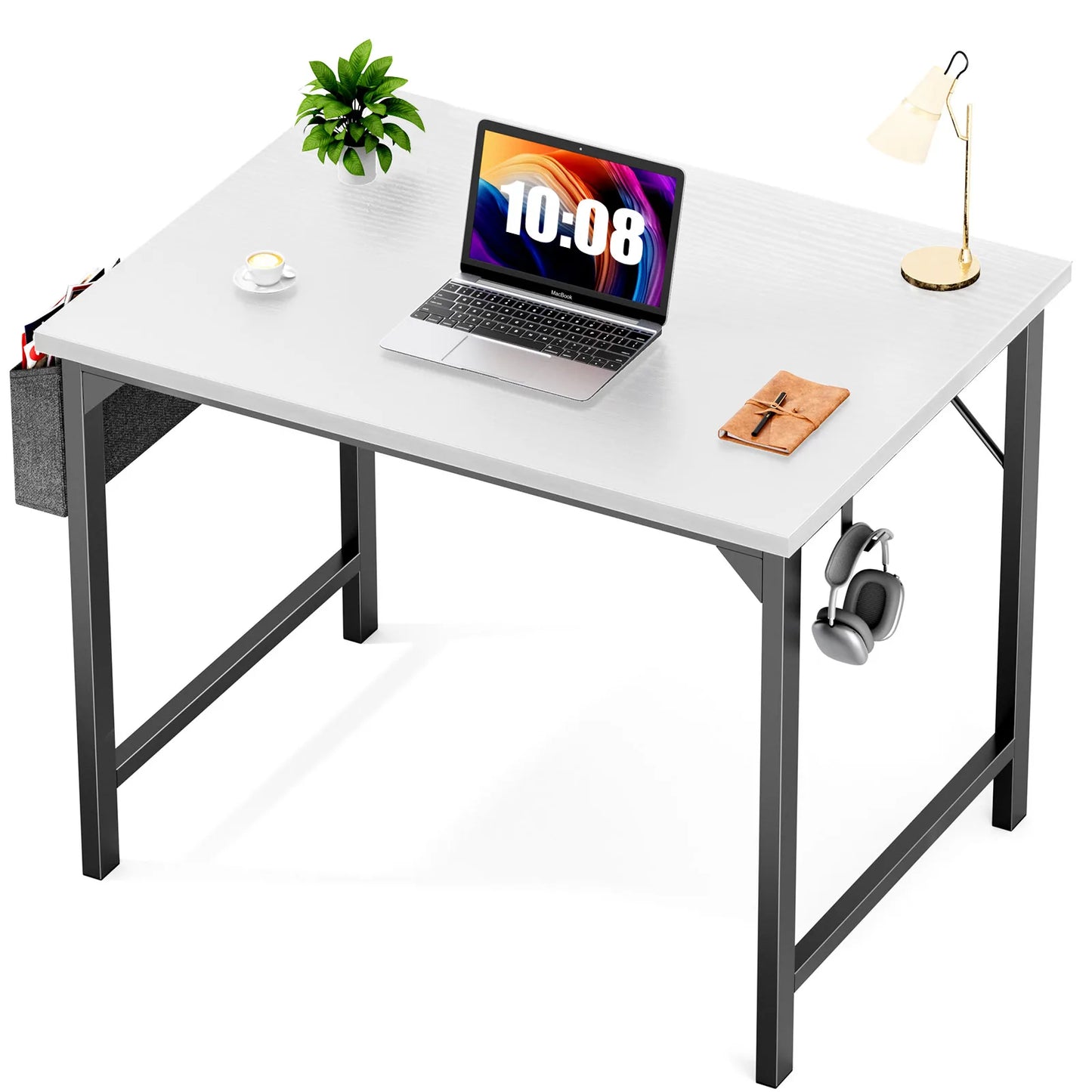 Simple Style Compact Computer Desk with Side Bag