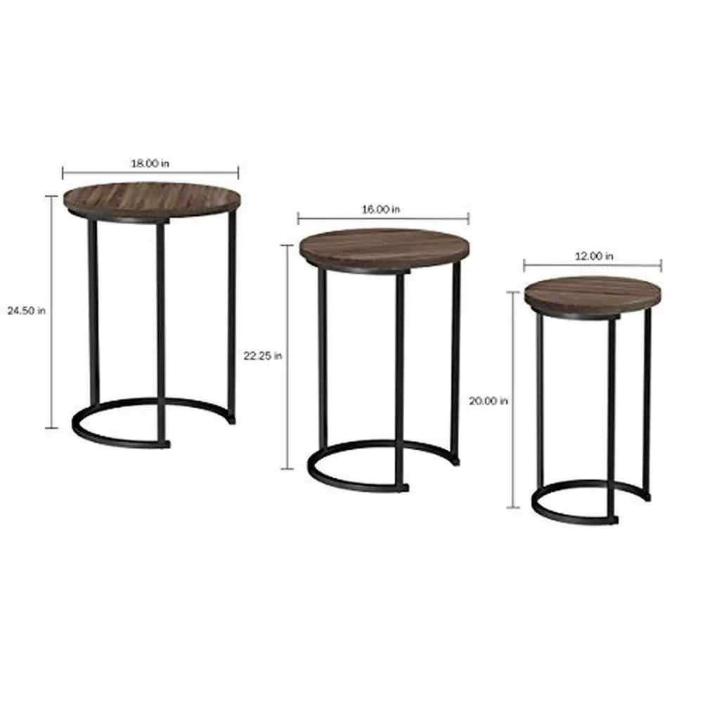 3-Piece Nesting Round Modern Style End Tables