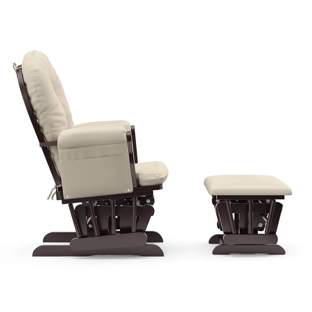 Padded Cushioned Glider and Ottoman Set
