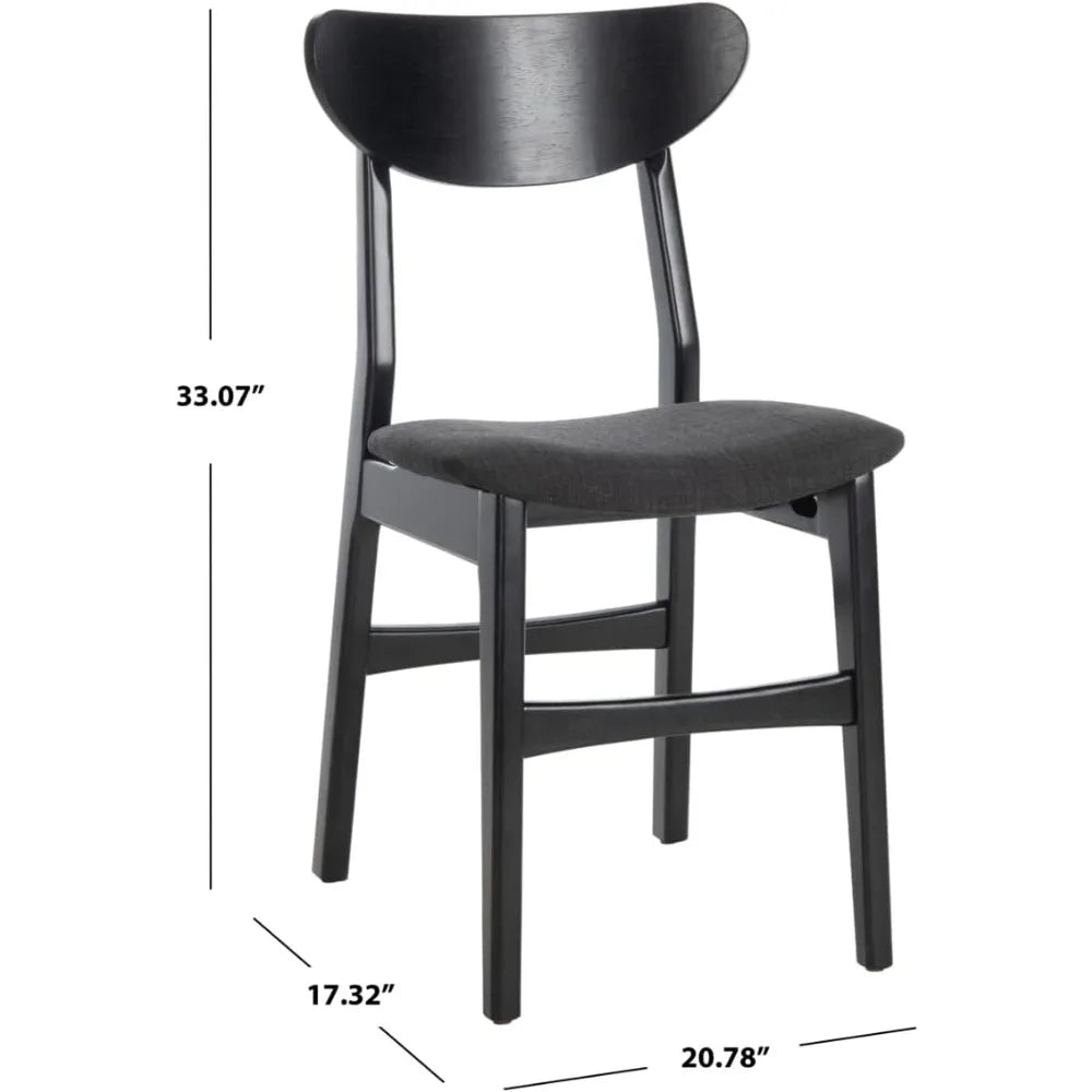 Black with Black Cushion Dining Chair, 2-piece Set