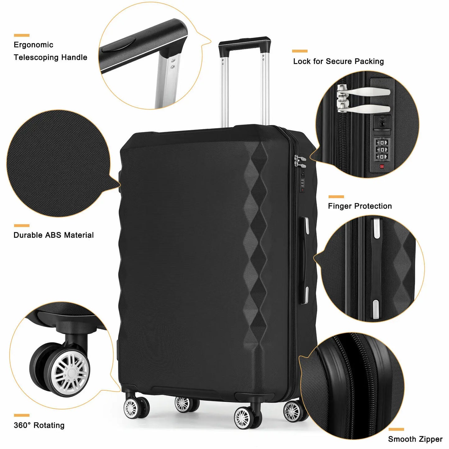 3PC Hardside Luggage Set with Spinner Wheels